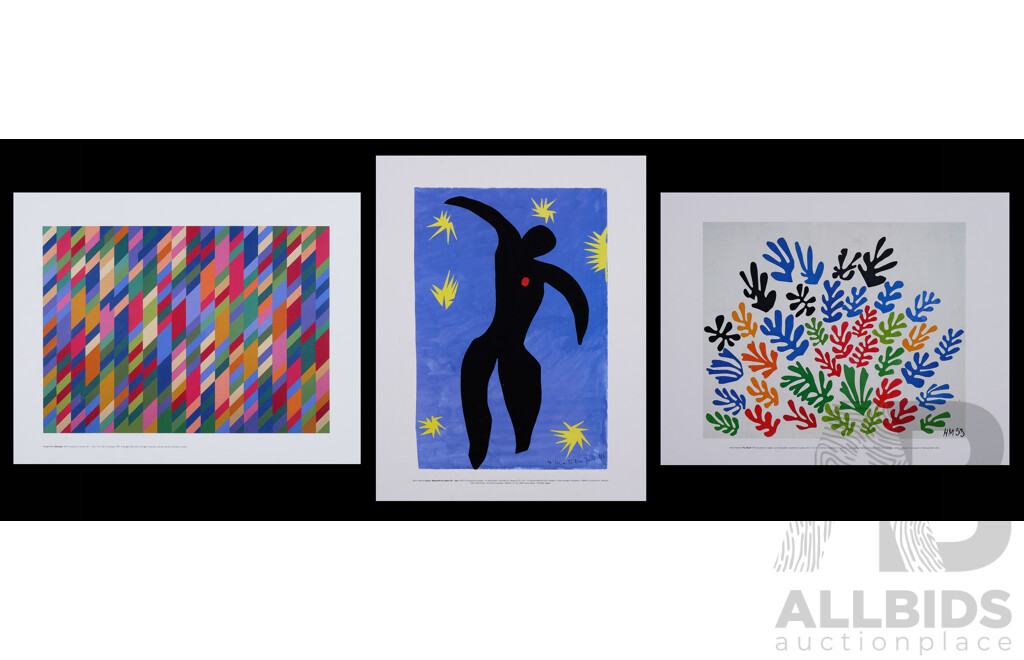 Three Unframed Prints, Henri Matisse 'The Sheaf', 'Icarus - Maquette for Plate VIII, Jazz', & Bridget Riley 'Nataraja', 36 x 28 cm (3)