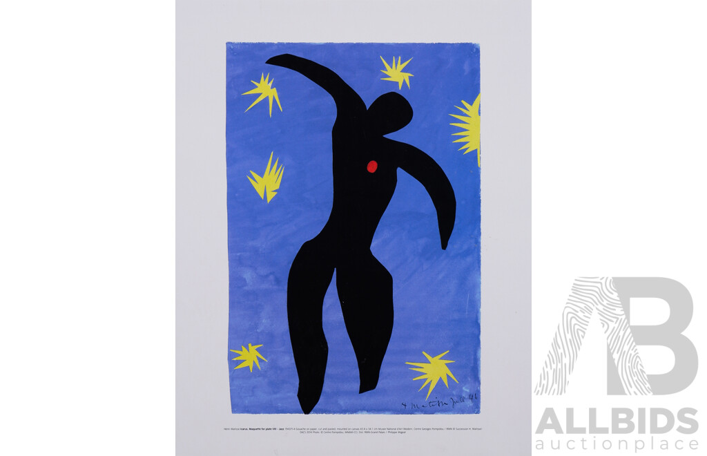 Three Unframed Prints, Henri Matisse 'The Sheaf', 'Icarus - Maquette for Plate VIII, Jazz', & Bridget Riley 'Nataraja', 36 x 28 cm (3)