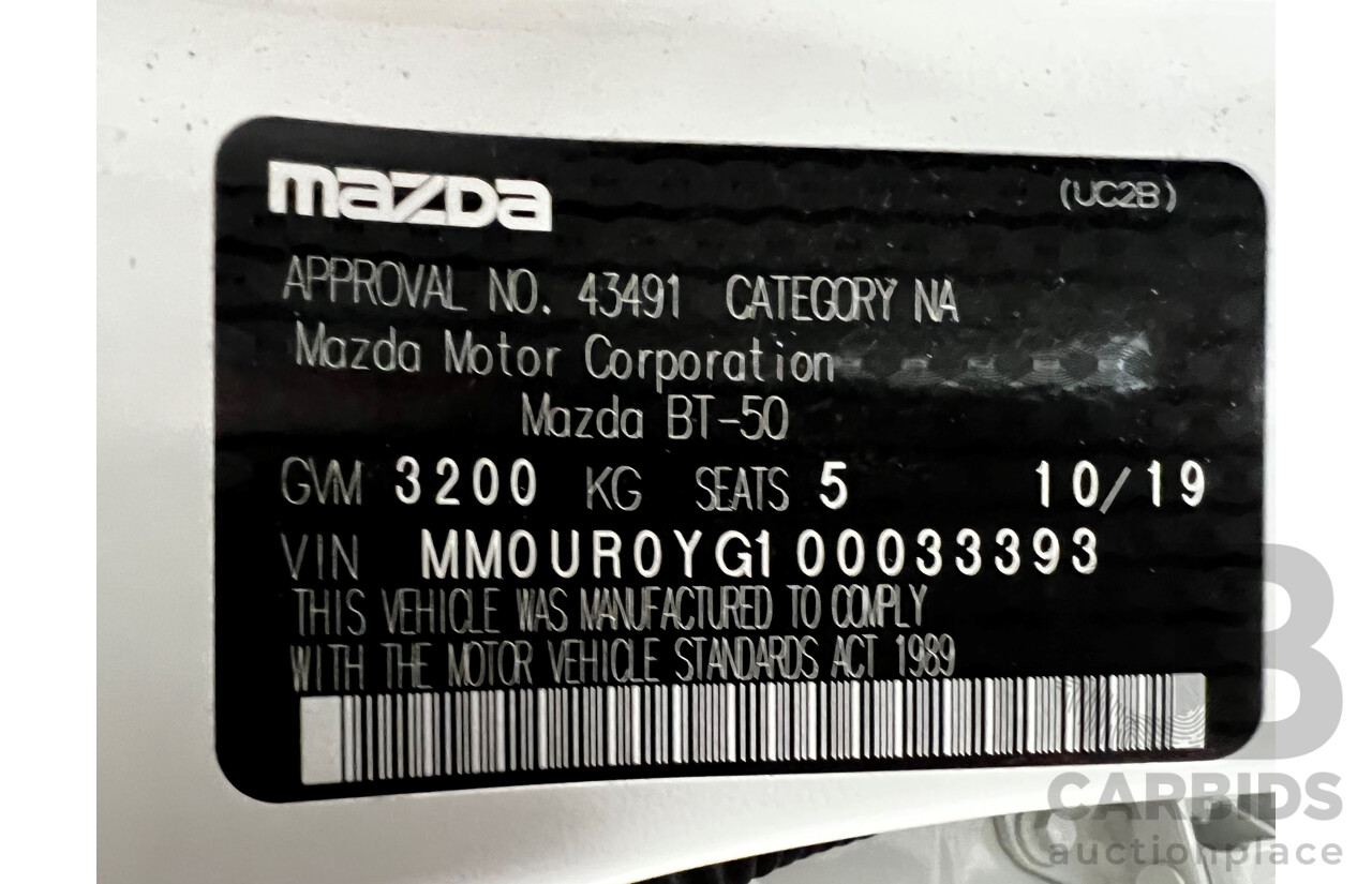 10/2019 Mazda Bt50 GT (4x4) MY16 Dual Cab Utility White 3.2L