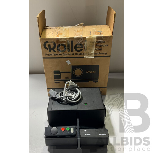 Rollei P355 Automat 35mm Film Slide Projector & Cord Remote in Original Box