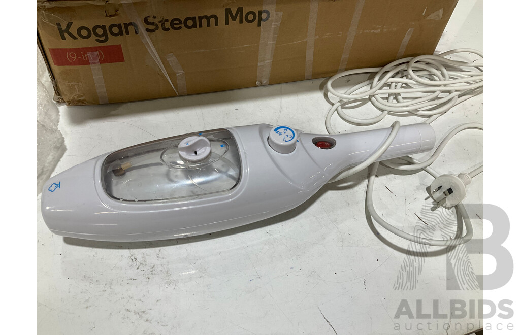 KOGAN Steam Mop and E8 Corded Stick Vacuum Cleaner - Lot of 2 - Estimated ORP $199.99