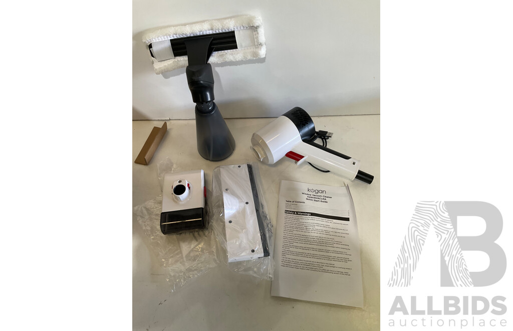 KOGAN 2400W DuoGlide Cordless & Corded Steam Iron, KOGAN Window Vacuum Cleaner - Lot of 2 - Estimated ORP $139.99