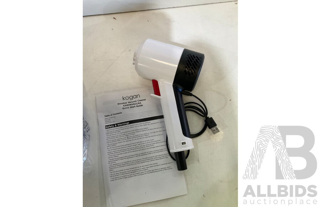 KOGAN 2400W DuoGlide Cordless & Corded Steam Iron, KOGAN Window Vacuum Cleaner - Lot of 2 - Estimated ORP $139.99