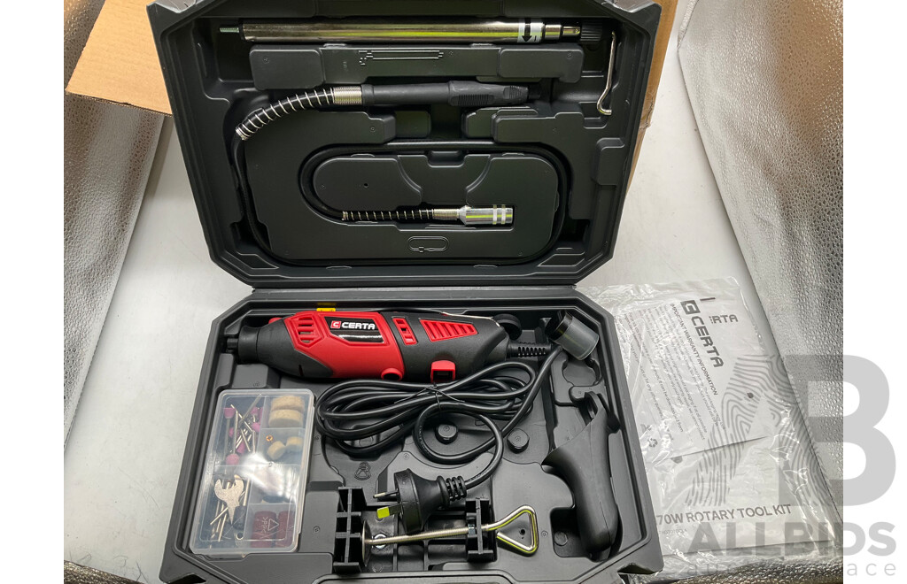 KOGAN Solar Powered Motion Sensor LED Flood Light & CERTA 170W Rotary Tool - Lof of 2 - Estimated Total  ORP $109.00