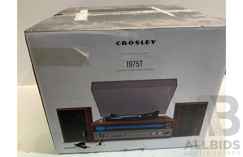 CROSLEY Vinyl Record Player 1975T Turntable Entertainment System - Estimated ORP $389.90