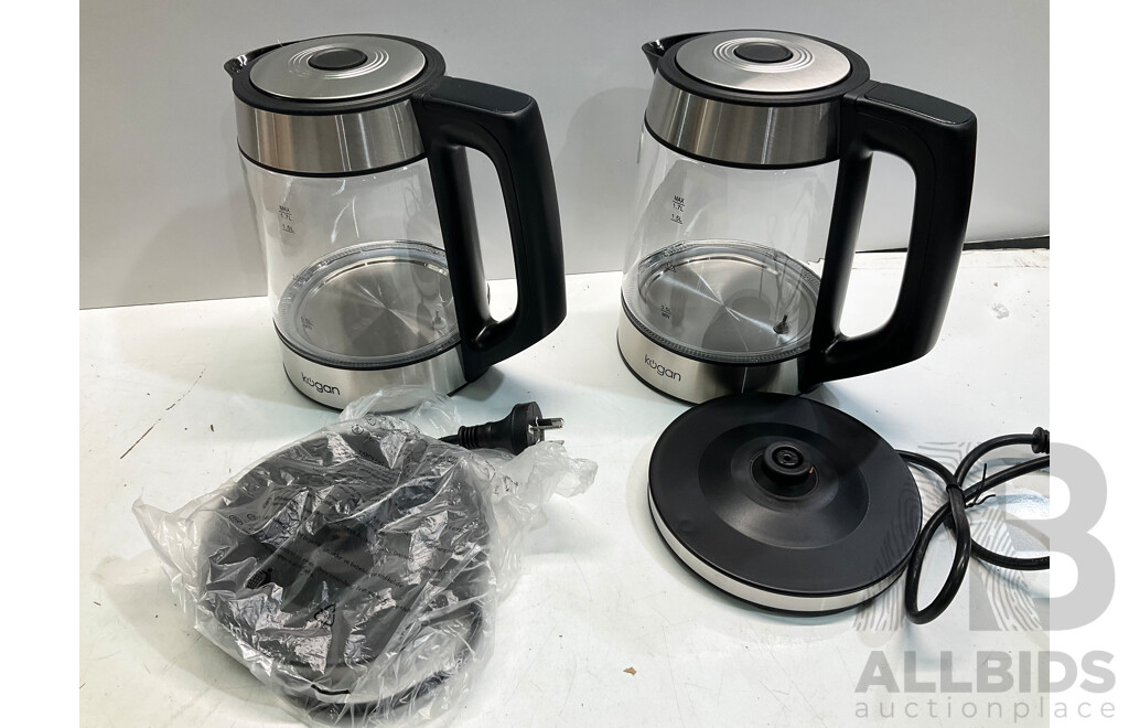 KOGAN SmarterHome 1.7L Smart Glass Kettle - Lot of 2 - Estimated ORP $119