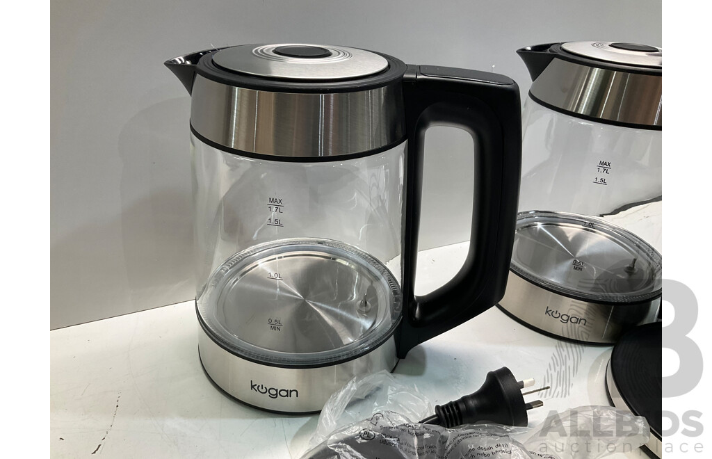 KOGAN SmarterHome 1.7L Smart Glass Kettle - Lot of 2 - Estimated ORP $119