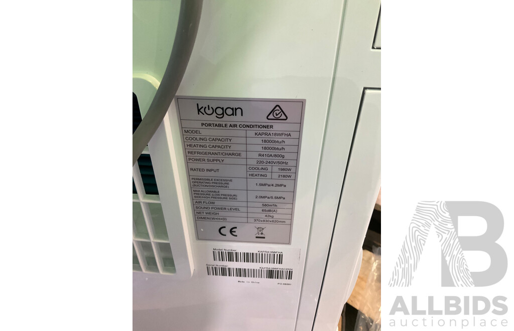 KOGAN (KAPRA18WFHA) SmarterHome 5.2kW Portable Air Conditioner (Reverse Cycle) - ORP $699.00