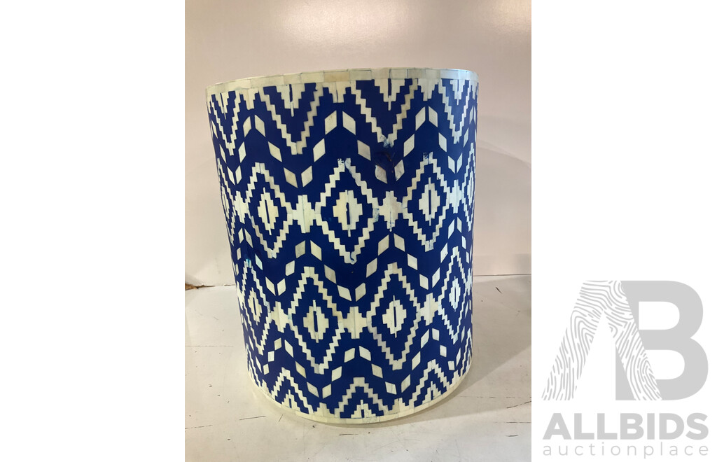 MATT BLATT Tilda Bone Inlay Side Table (Blue & White) - ORP $999.00