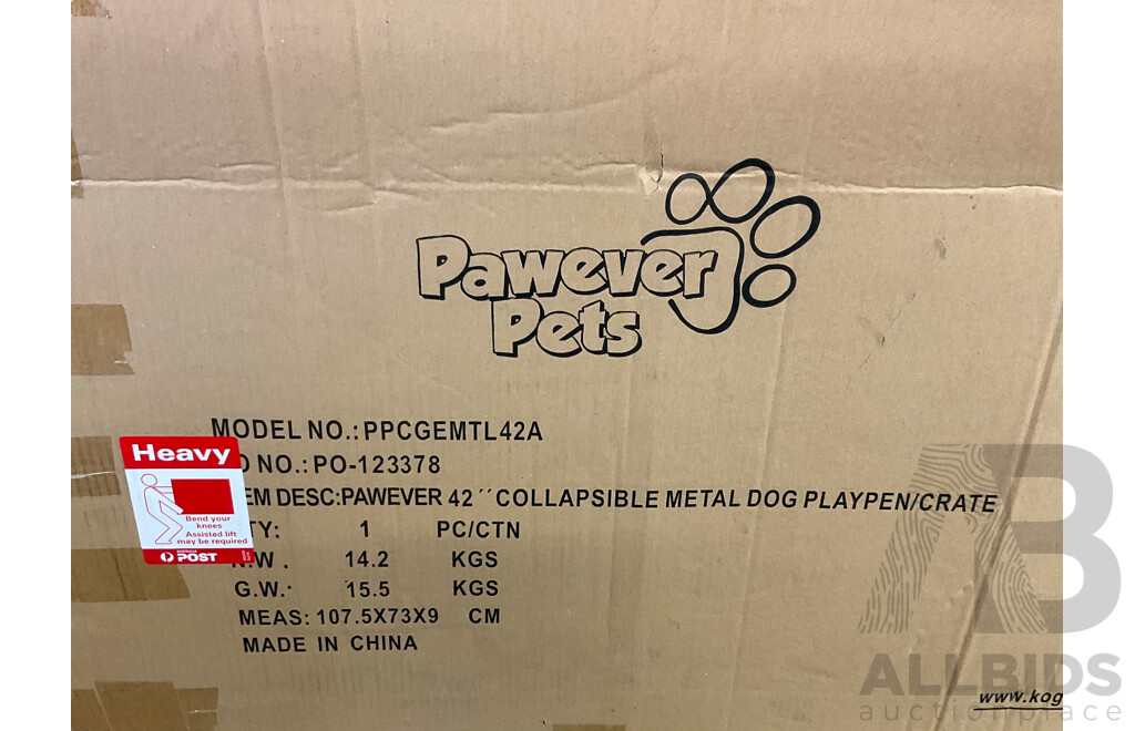 PAWEVER PET 42 Collapsible Metal Dog Playpen/Crate - ORP $149.99