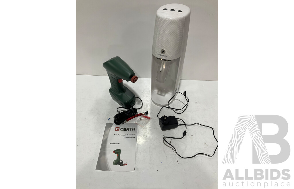 SODASTREAM, CERTA PORTABLE AIR COMPRESSOR - Lot of 2 - Estimated OPR $149.99