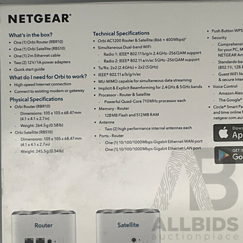 NETGEAR (RBK12) Orbi AC1200 Mesh System - ORP $299.00