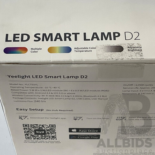 DC DIMPLEX (DCPF40G) High Velocity Pedestal Fan & YEELIGHT (YLCT01YL) LED Smart Lamp D2 - Lot of 2 - Total ORP $199.98