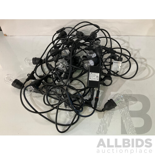 FEIT Electric (72030) Led String Lights 14.6m - NATURALLY SOLAR 4 Solar Post Accent Lights - PESTILL - Pest Repeller - Lot of 3 - Estimated Total ORP $179.99