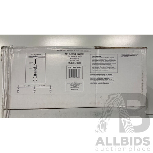 FEIT Electric (72030) Led String Lights 14.6m - NATURALLY SOLAR 4 Solar Post Accent Lights - PESTILL - Pest Repeller - Lot of 3 - Estimated Total ORP $179.99