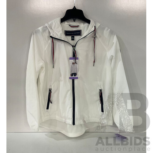 TOMMY HILFIGER Women's Spray Jacket (White - Size XS) - 90 DEGREE (AW70793) Women's Yoga Tights X 4 (Size XS)  & Assorted Women's Clothing - Lot of 8 -  Estimated Total ORP $550.00