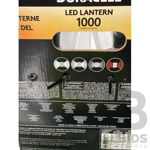 DURACELL Led Lantern - FEIT ELECTRIC Led String Lights X 2 - SUNFORCE Solar Motion Security Light - Lot of 4 - Total ORP $339.96