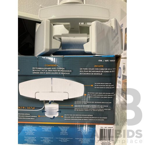 DURACELL Led Lantern - FEIT ELECTRIC Led String Lights X 2 - SUNFORCE Solar Motion Security Light - Lot of 4 - Total ORP $339.96