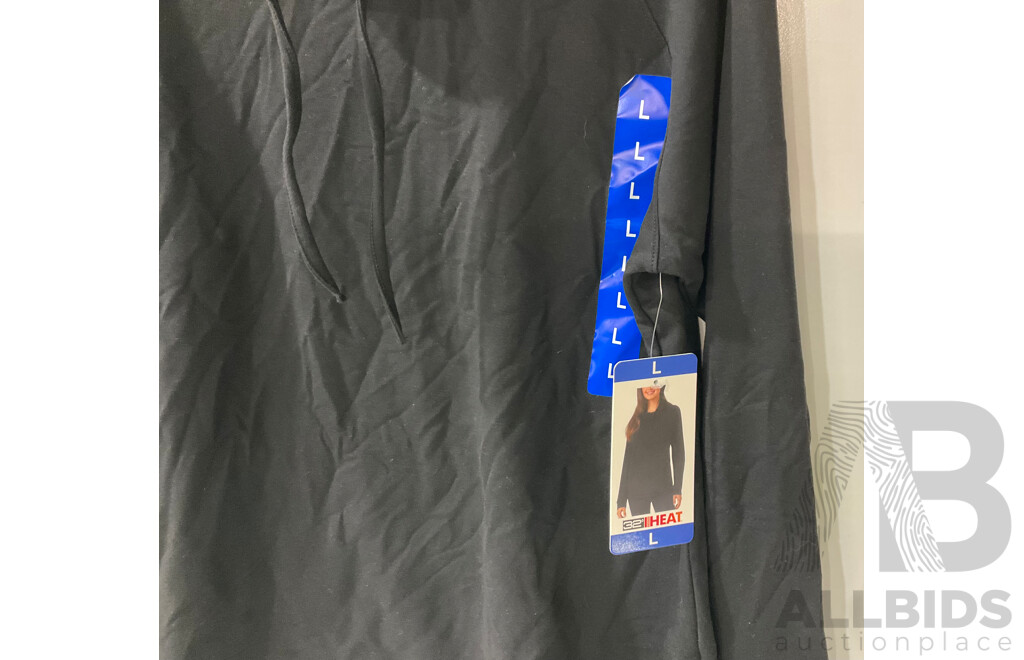 CALVIN KLEIN (107375) Sorona Aura White Women's Puffa Jacket (Size M) - 32 Degrees Heat Sweatshirt (Size L - Black) & Leggings - Lot of 3 - Estimated Total ORP $200.00