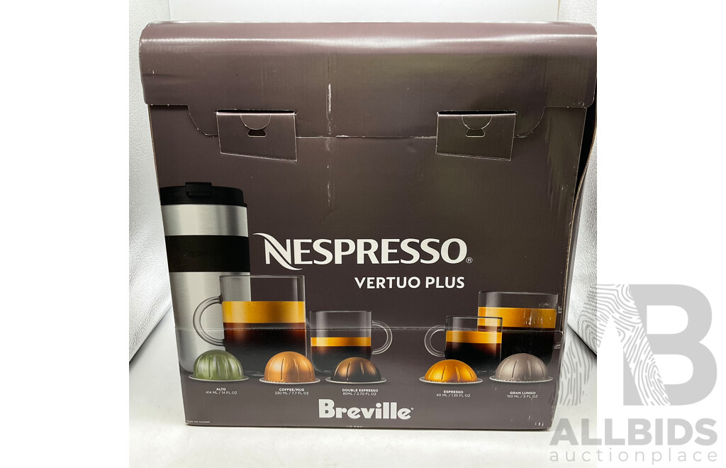 BREVILLE (BNV420BLK) Nespresso Vertuo Plus Deluxe Black Coffee Machine - ORP $279.00