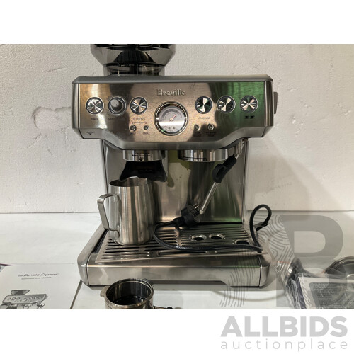 BREVILLE (BES875BSS) Express Coffee Machine, ROYAL DOULTON Pacific Mint Mugs - Lot of 2 - Total ORP $709.00  