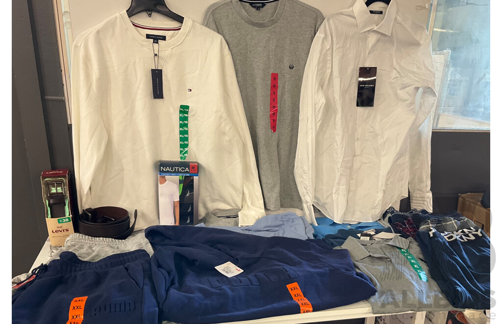 TOMMY HILIFIGER, PUMA, NAUTICA & Assorted Men's Clothing & Sleepwear (Size L/XL/2XL)- Lot of 22 - Estimated Total ORP $550.00