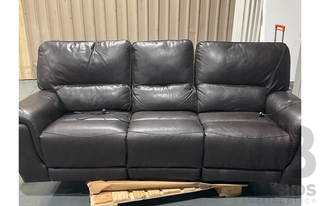 LEGGETT & PLATT 3 SEATER Leather Brown Recliner Sofa - Estimated ORP $1999.99