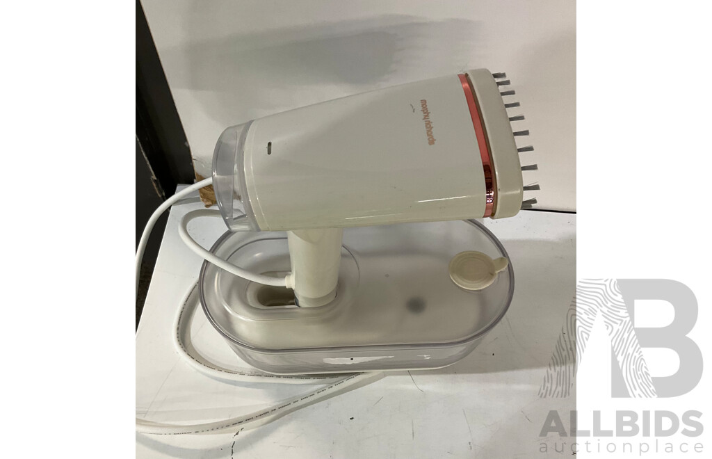 SWISSMAR Raclette Party Grill & OTTLITE Executive LED Sanitizing Lamp (Black) & GRINDERS Milk Frother & Morphy Richards  Portable Garment Steamer - Lot of 4 - Estimated Total ORP $329.99