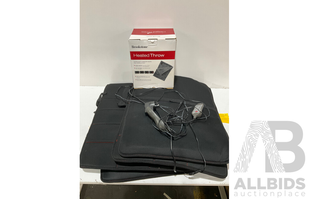 HOMEDICS Full Body Heated Massage Mat, BROOKSTONE Heated Throw - Lot of 3 - Estimated ORP $149.99