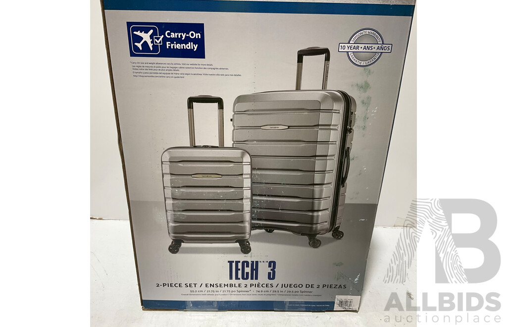SAMSONITE Tech 3 Hard Case Suitcase 2 Piece - ORP $259.99