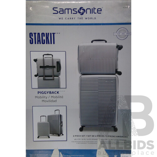 Samsonite (682826) STACKIT Hardside Luggage Set 2 Piece (Silver) -  ORP $299.99