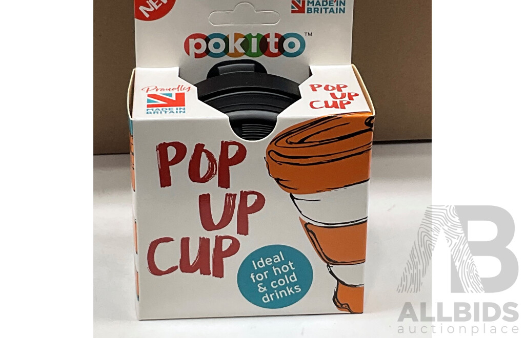 POKITO (DLE0056BK) Pop Up Cup 475ml Pocket-Sized Reusable Travel Mug - One Mug Pops to Three Sizes - 100 Cups per Box - Total ORP $1695.00