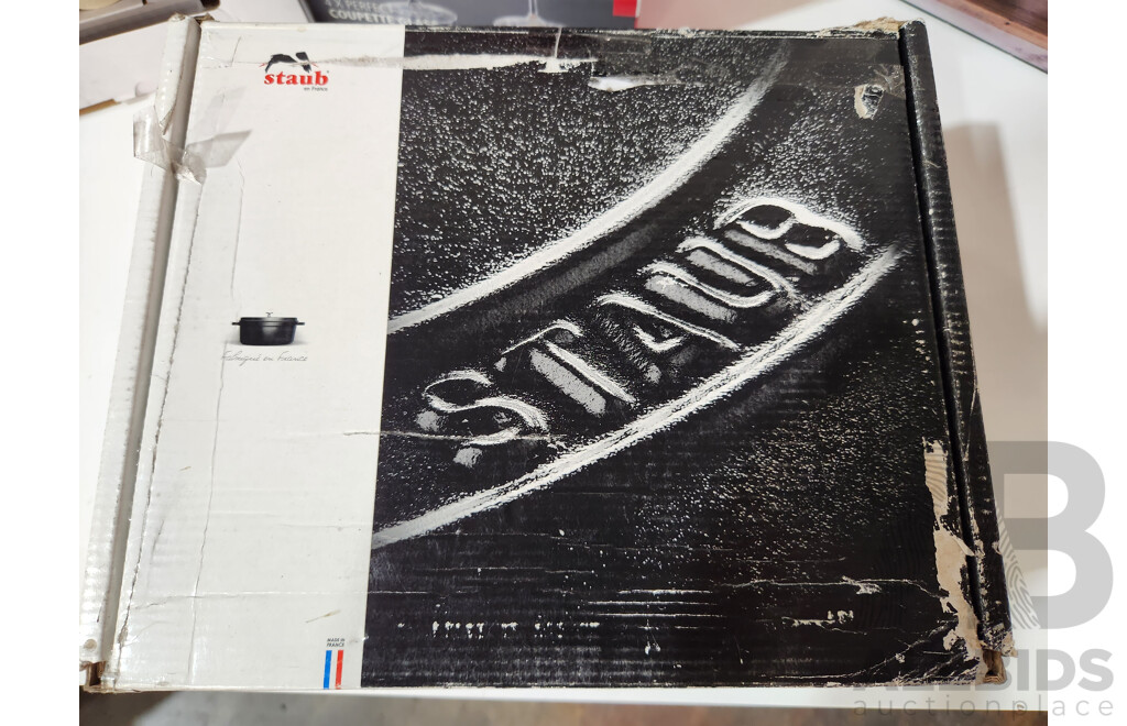 Assorted Lot of Kitchenware - Including: Scanpan Fry Pan, S&P Tea Cup & Saucer Sets, Staub Cocotte Pot and More - Lot of 11 - Estimated Total ORP $962