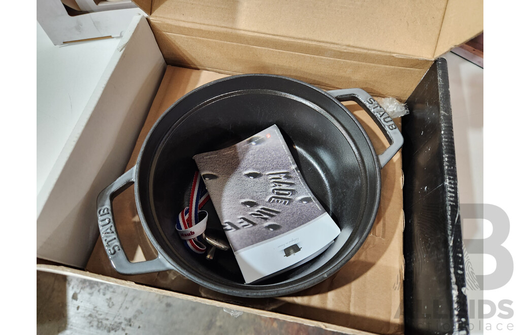 Assorted Lot of Kitchenware - Including: Scanpan Fry Pan, S&P Tea Cup & Saucer Sets, Staub Cocotte Pot and More - Lot of 11 - Estimated Total ORP $962