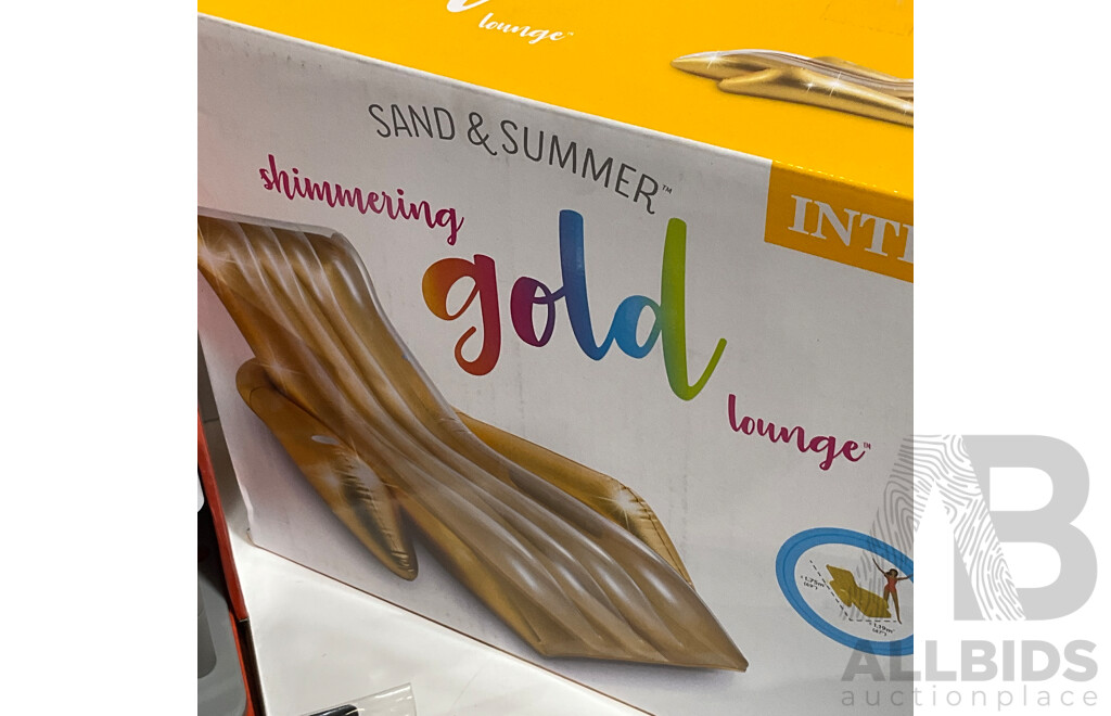 INTEX Sand and Summer Shimmering Gold Pool Lounger (X2) STAR WARS (REY) Character Costume (X2) and Assorted Items- Lot of 8 - ORP $349.99