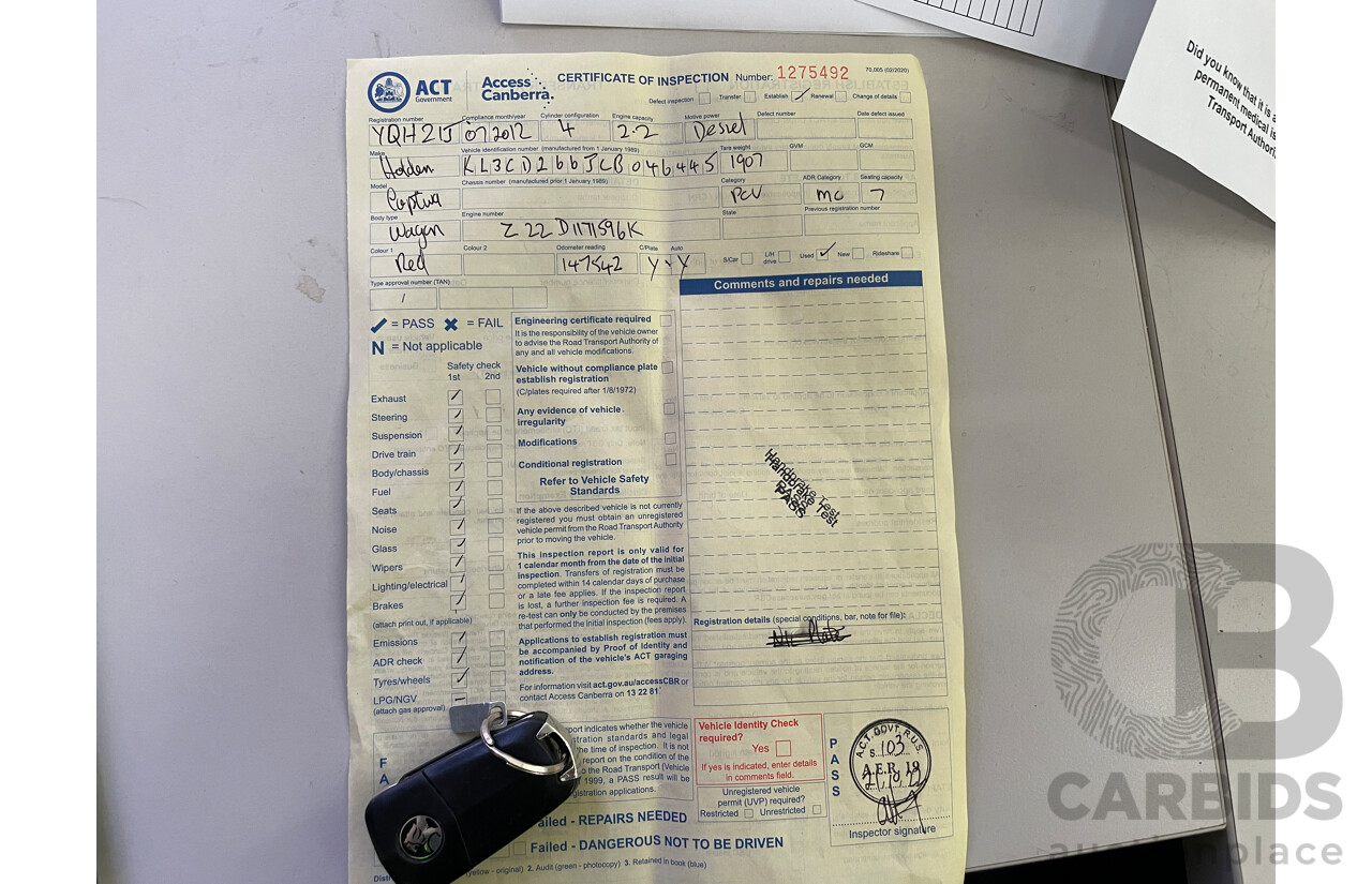 7/2012 Holden Captiva 7 LX (4x4) CG SERIES II 4d Wagon Red 2.2L