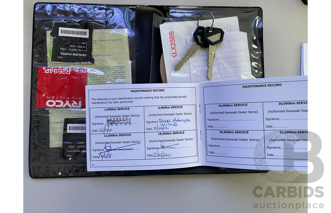 2/2010 Kawasaki KLX250S 249cc Motor Bike