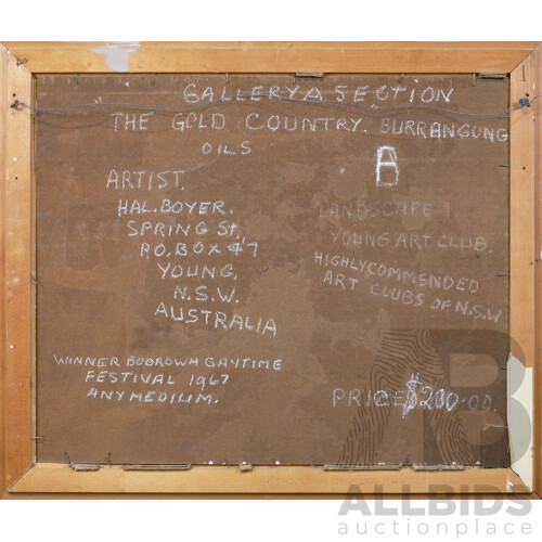 Hal Boyer, The Gold Country - Burrangong 1966, Oil on Masonite, 58 x 71 cm