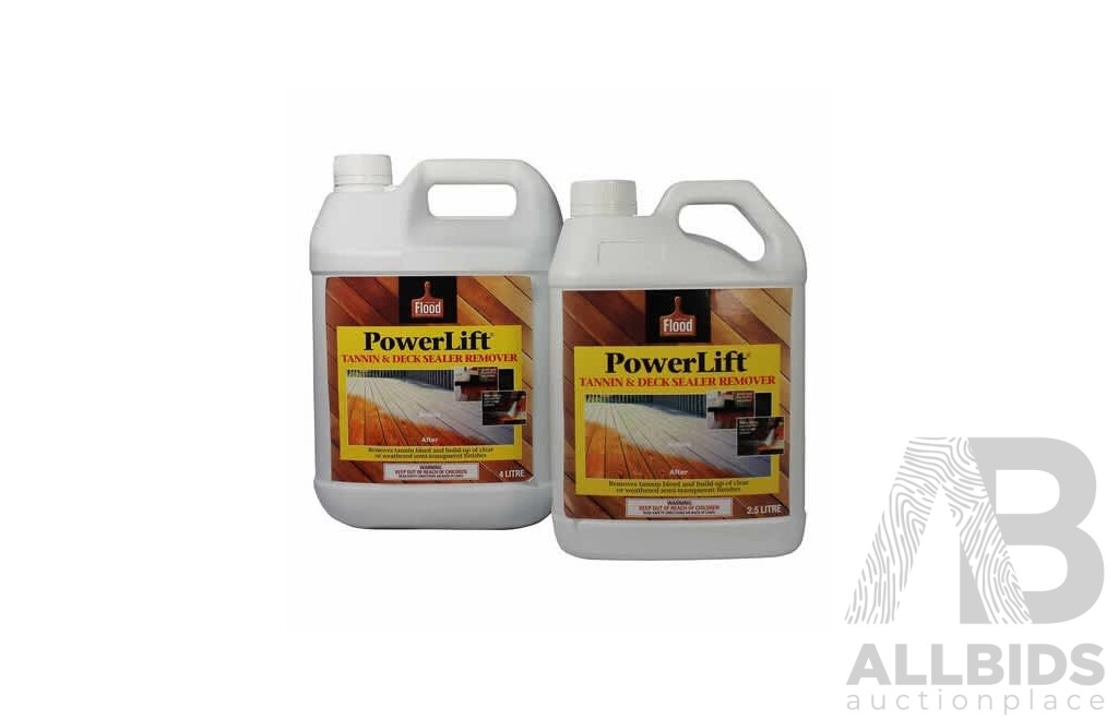 Flood 2.5L Powerlift Tannin & Deck Stain Sealer Remover (4 Pack) - Lot of 2 - Total ORP $200.00