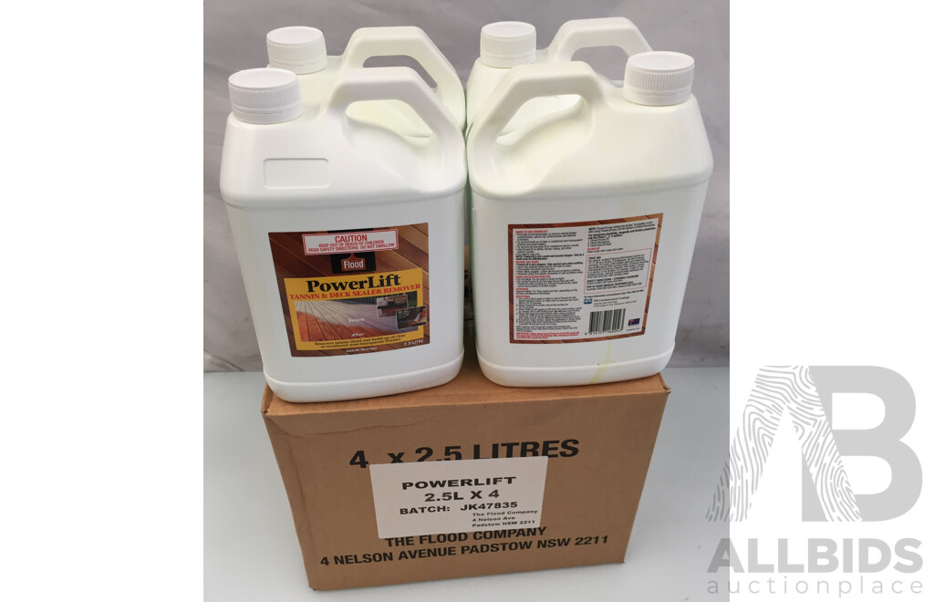 Flood 2.5L Powerlift Tannin & Deck Stain Sealer Remover (4 Pack) - Lot of 2 - Total ORP $200.00