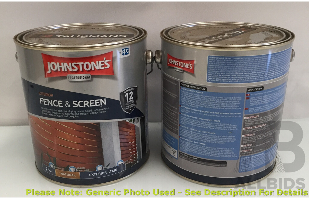 Johnstone's 4L Exterior Fence & Screen (Natural) - Lot of 2 - Total ORP $310.40