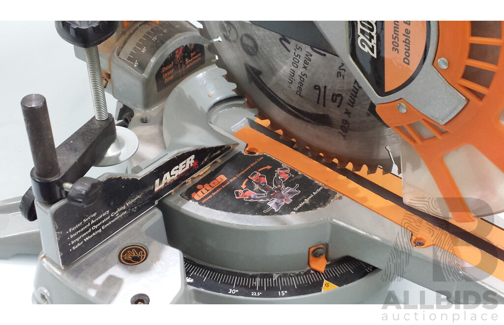 Triton 2400 Watt Electric 305mm Double Bevel Dual Bar Sliding Mitre Saw