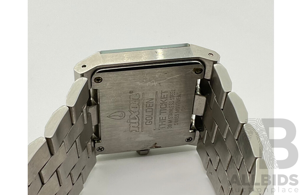 Men's Nixon 'Golden the Ticket' Stainless Steel Wrist Watch, Ex Display, Swiss Movement