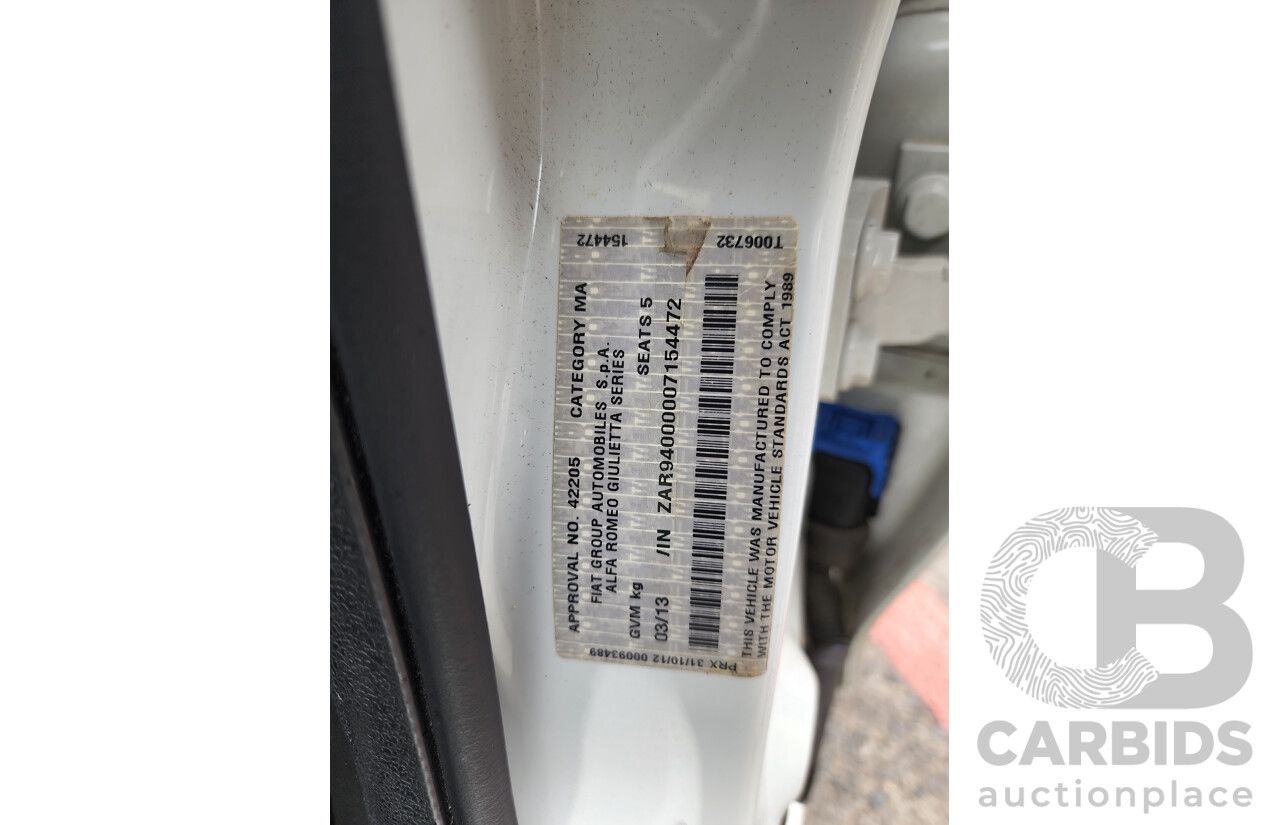 3/2013 Alfa Romeo Giulietta Distinctive Jtd-M  5d Hatchback White 2.0L Turbo Diesel