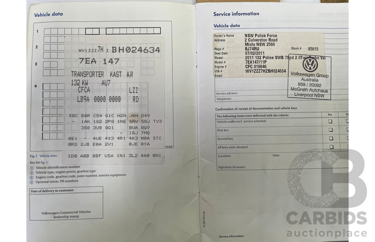 11/2010 Volkswagen Transporter 132 TDI SWB MED T5 MY10 Van White 2.0L