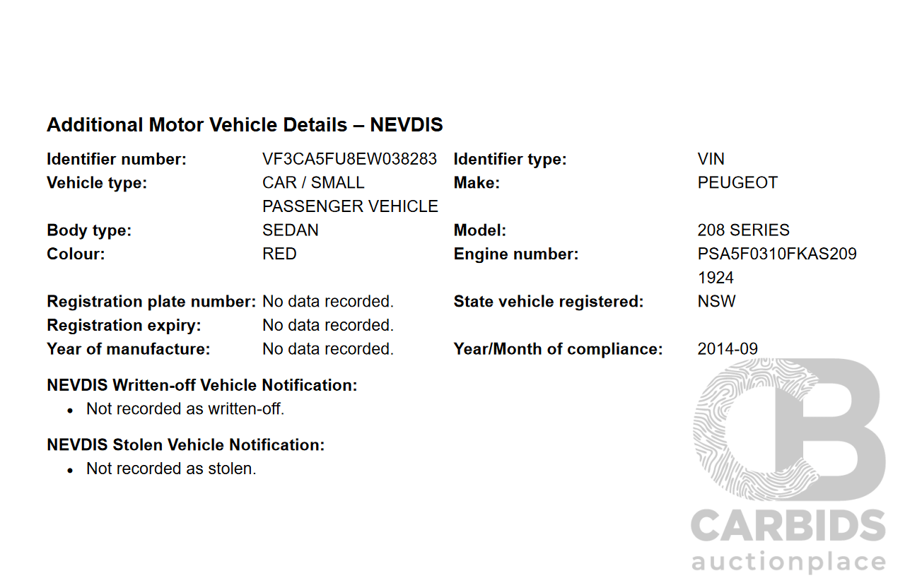 9/2014 Peugeot 208 GTi  3d Hatchback Red 1.6L Turbo