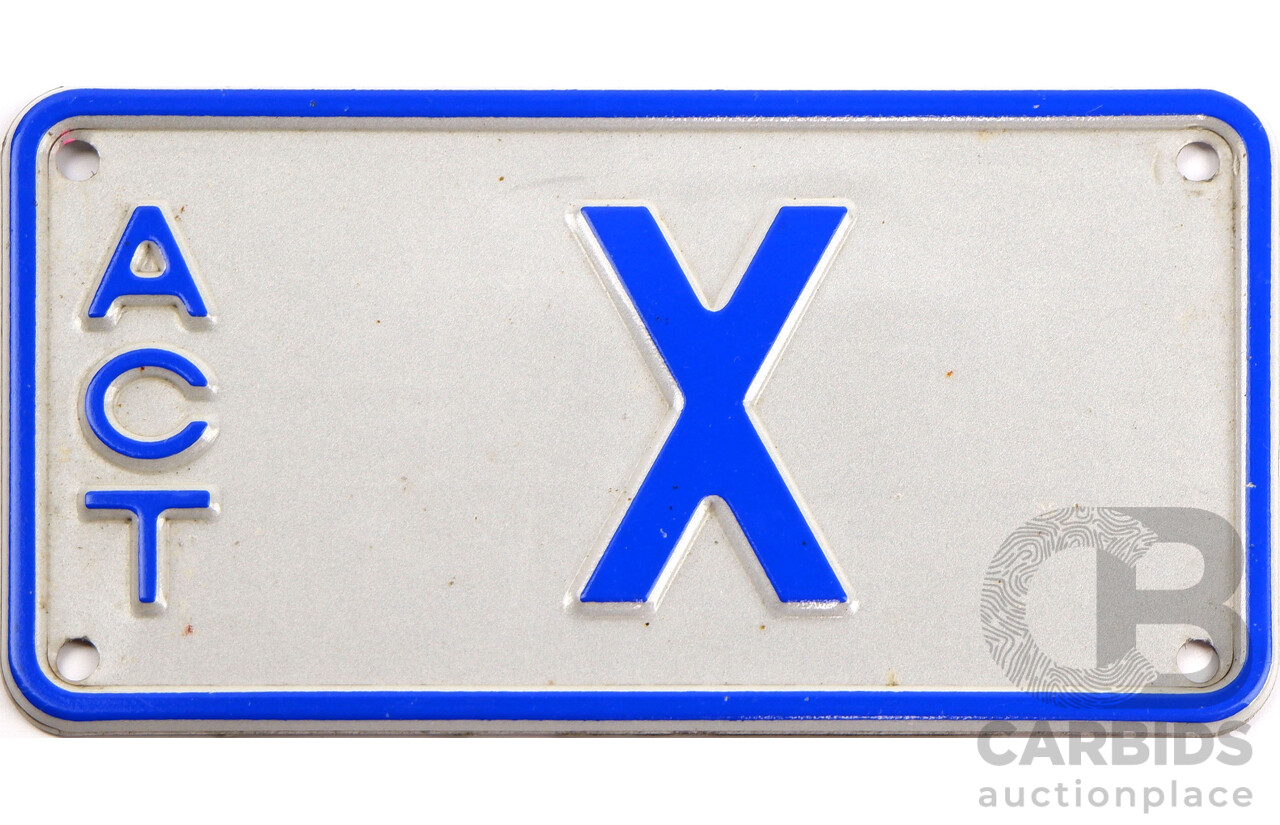 ACT Single Letter Number Plate -  X