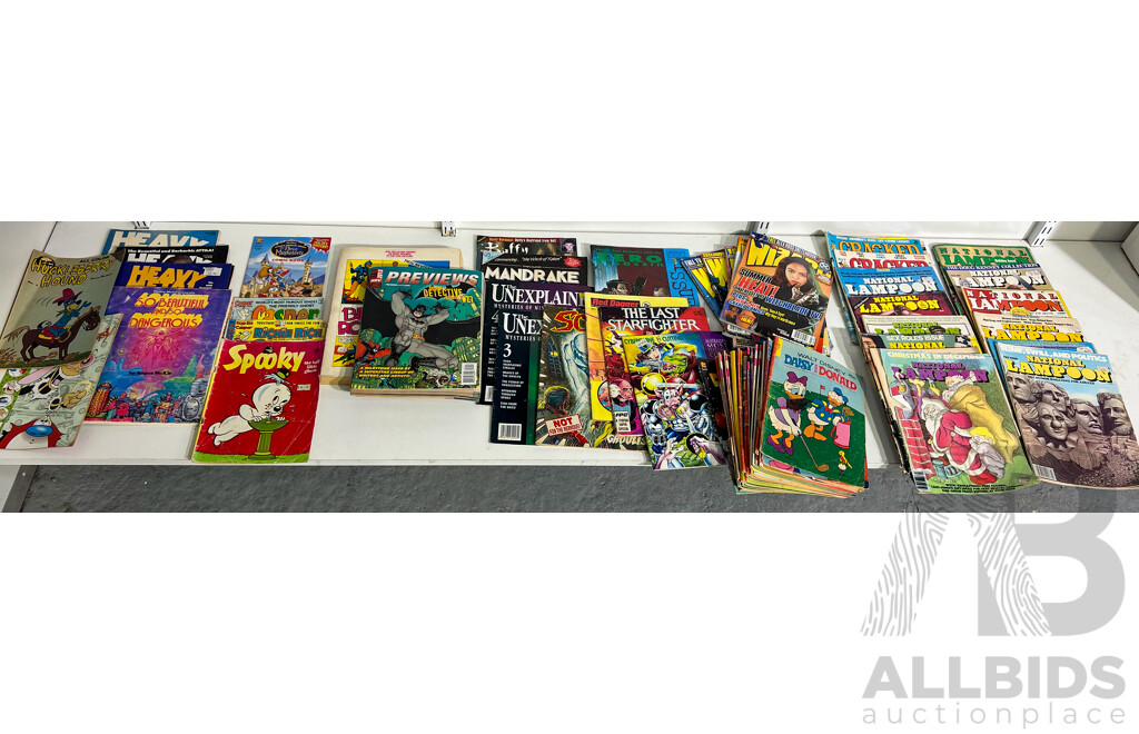 Collection Approx 65 Retro Comics and Magazines of Mixed Genres Including Three Heavy Metal Magazines, Heavy Metal Presents So Beautiful and so Dangerous, Disney Comics and More