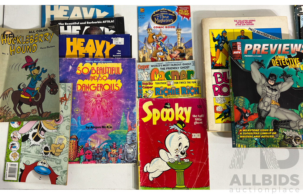 Collection Approx 65 Retro Comics and Magazines of Mixed Genres Including Three Heavy Metal Magazines, Heavy Metal Presents So Beautiful and so Dangerous, Disney Comics and More