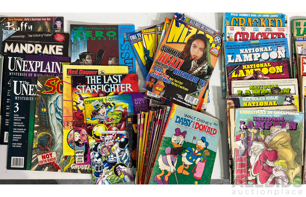 Collection Approx 65 Retro Comics and Magazines of Mixed Genres Including Three Heavy Metal Magazines, Heavy Metal Presents So Beautiful and so Dangerous, Disney Comics and More